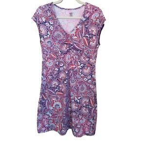 Title Nine Size M Purple Multi Floral‎ Diamalete Cap Sleeve Dress